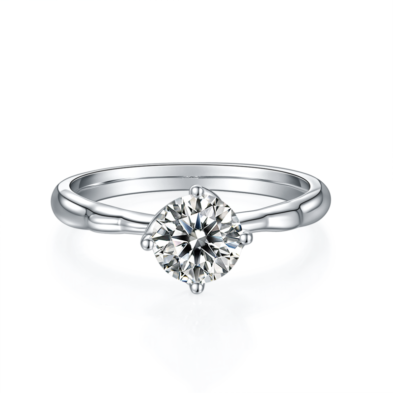 直臂小风车S925银镀白金MoissaniteWomen's Ring1ctD级